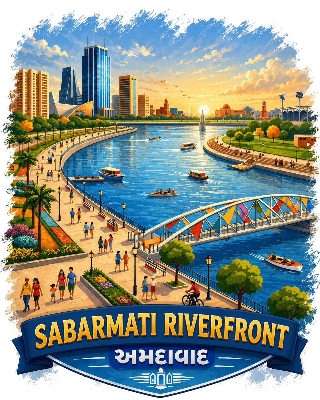 Sabarmati Riverfront (Atal Bridge) — Gujarat Collection Tee